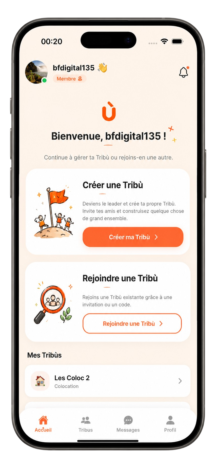 Créez ou rejoignez une Tribù